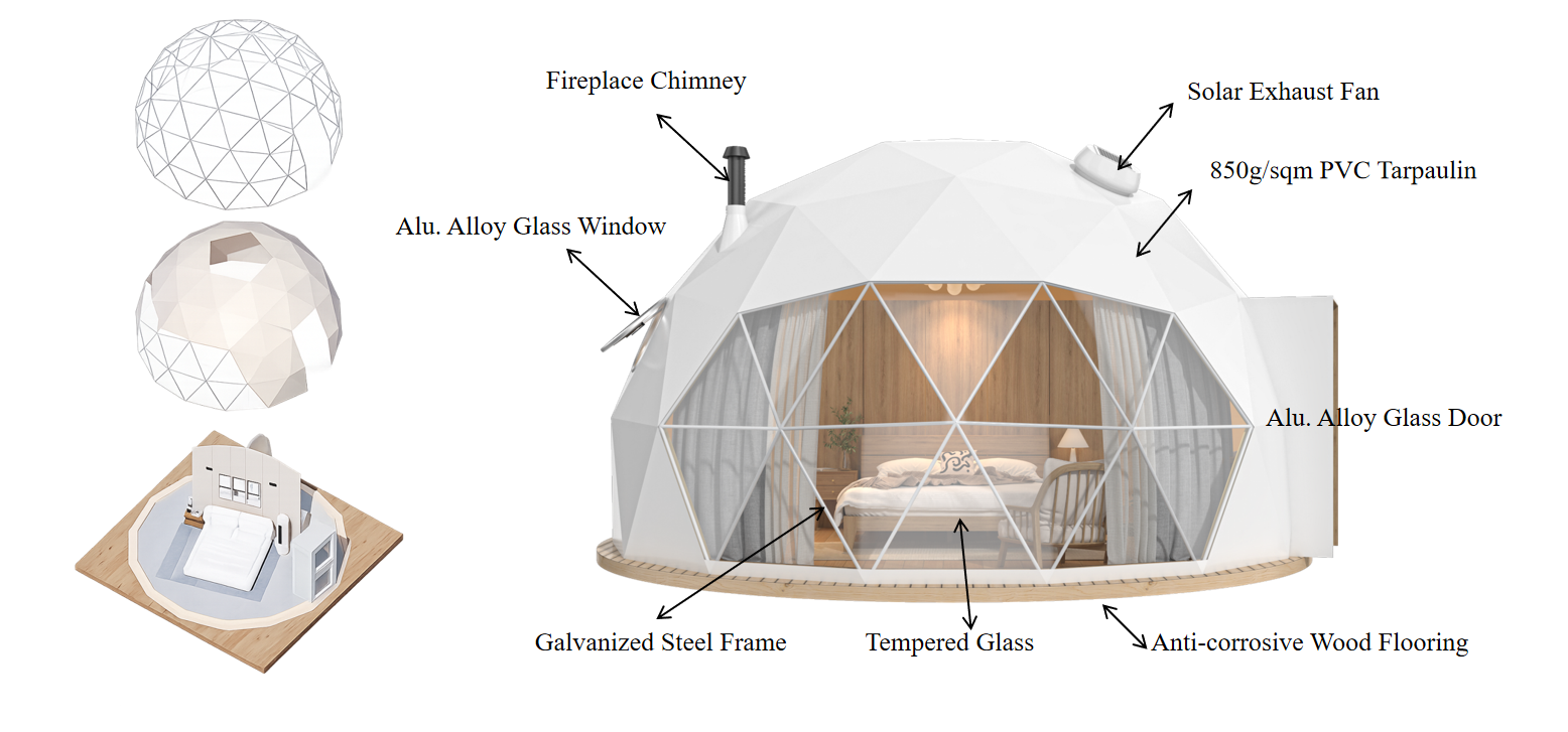 PVC Hybrid Geodesic Dome Tent