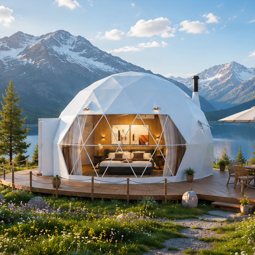D6.0M Luxury Camping Geodesic PVC Dome Tent