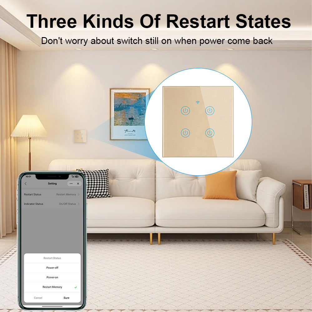 glass panel switch smart home
