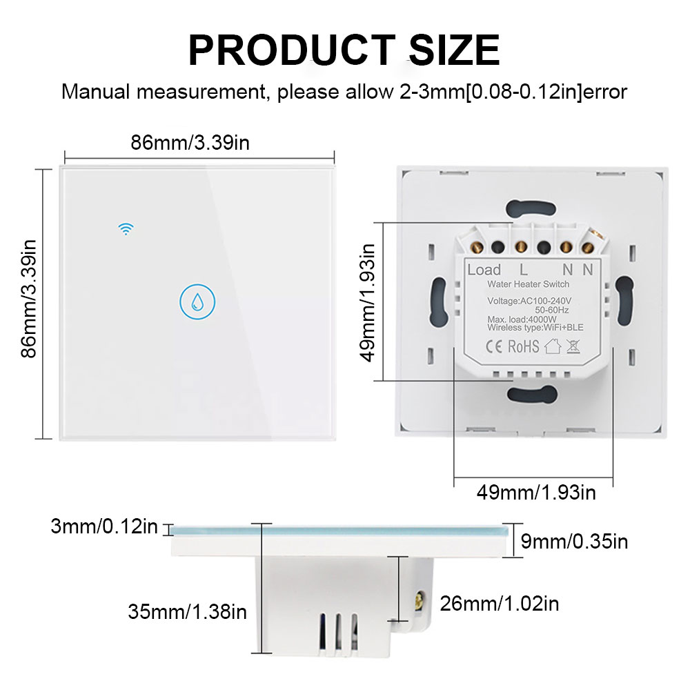 EU Smart WIFI Touch Water Heater Switch