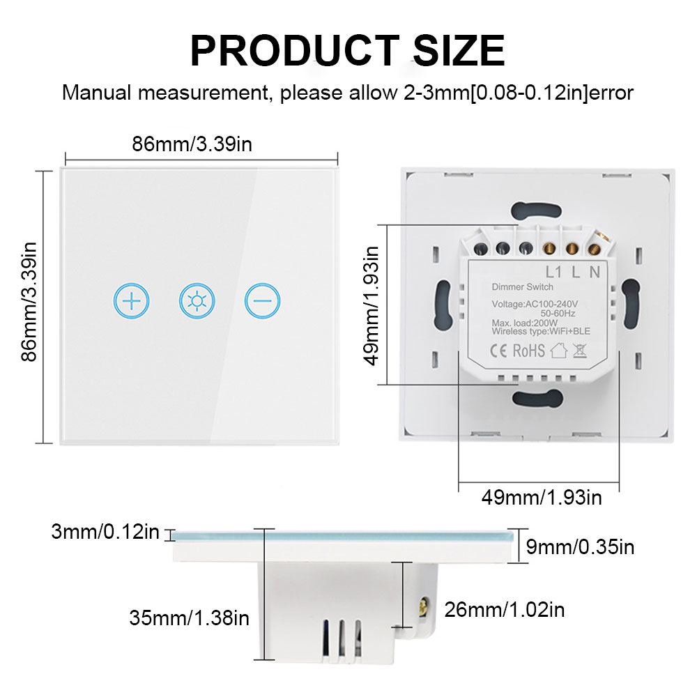 EU Smart WIFI Touch Dimmer Switch