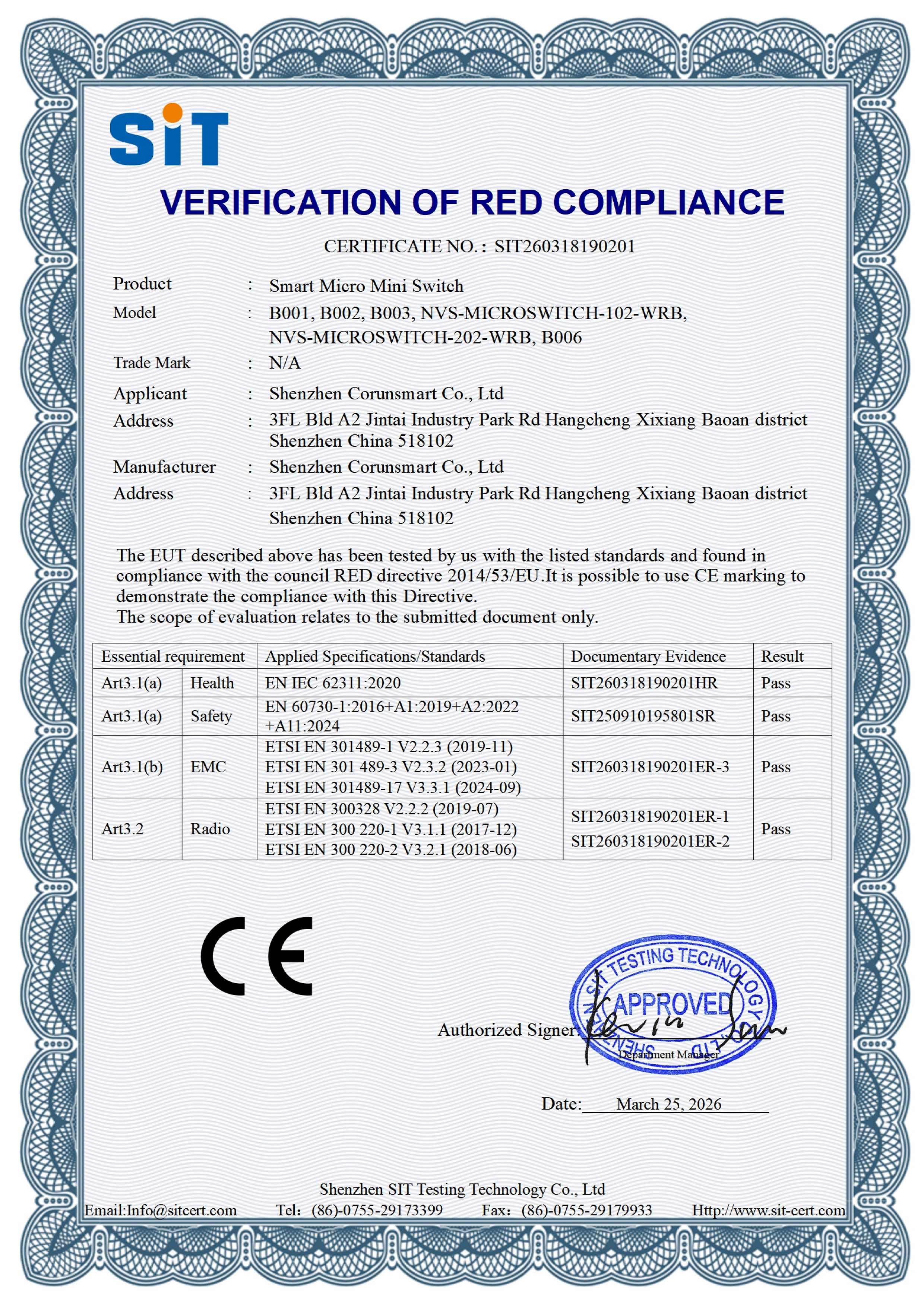 Corunsmart-SIT260318190201-Smart-Micro-Mini-Switch-B001-RED--Certification