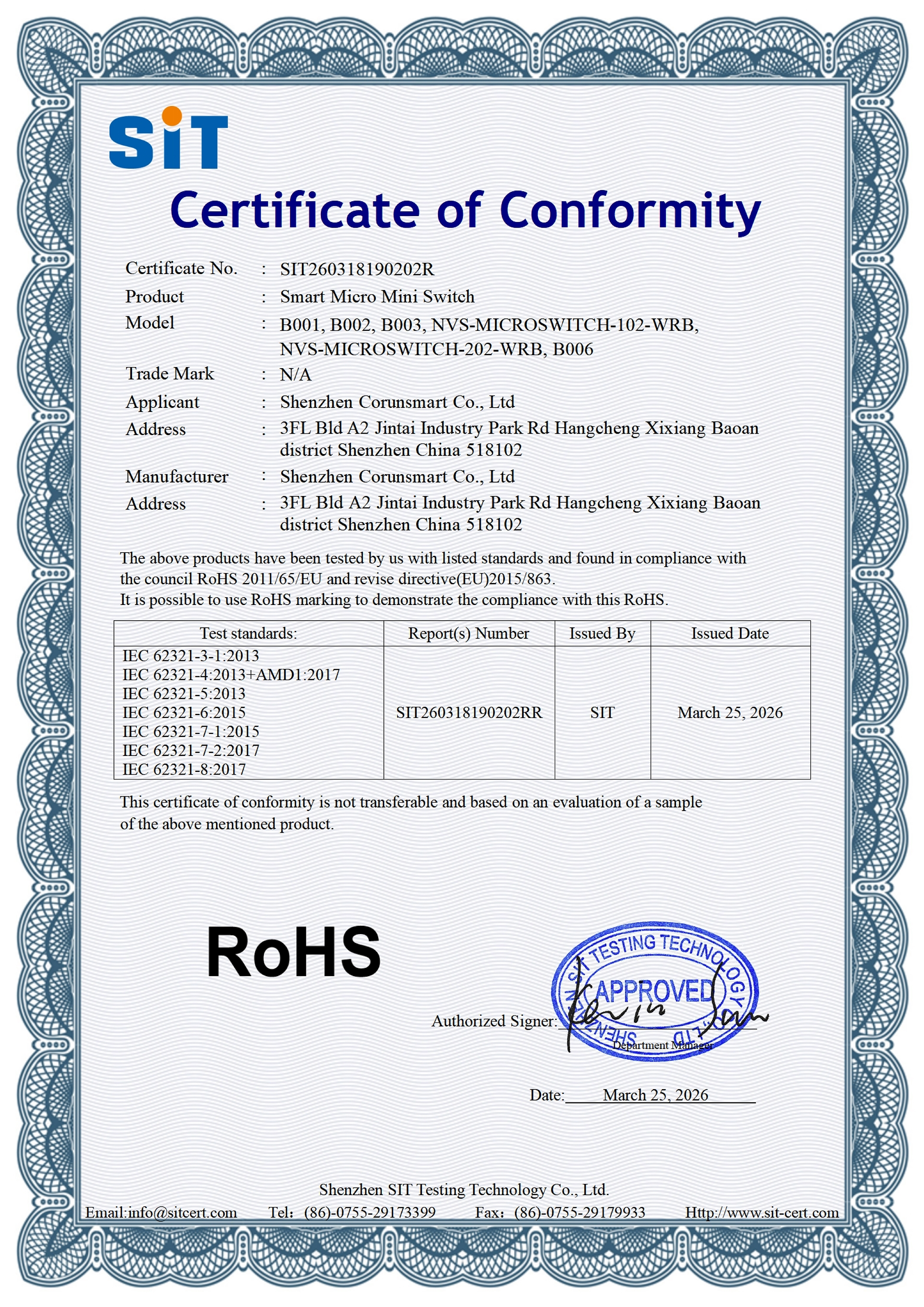 Corunsmart-SIT260318190202R-Smart-Micro-Mini-Switch-B001-ROHS-Certificate