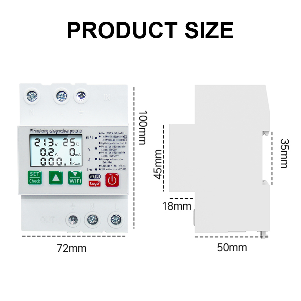 Tuya Wifi Smart Energy Meter with Leakage Protector