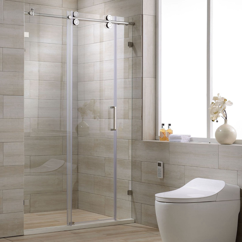 Frameless Stainless Steel Roller Sliding Door Shower Enclosure