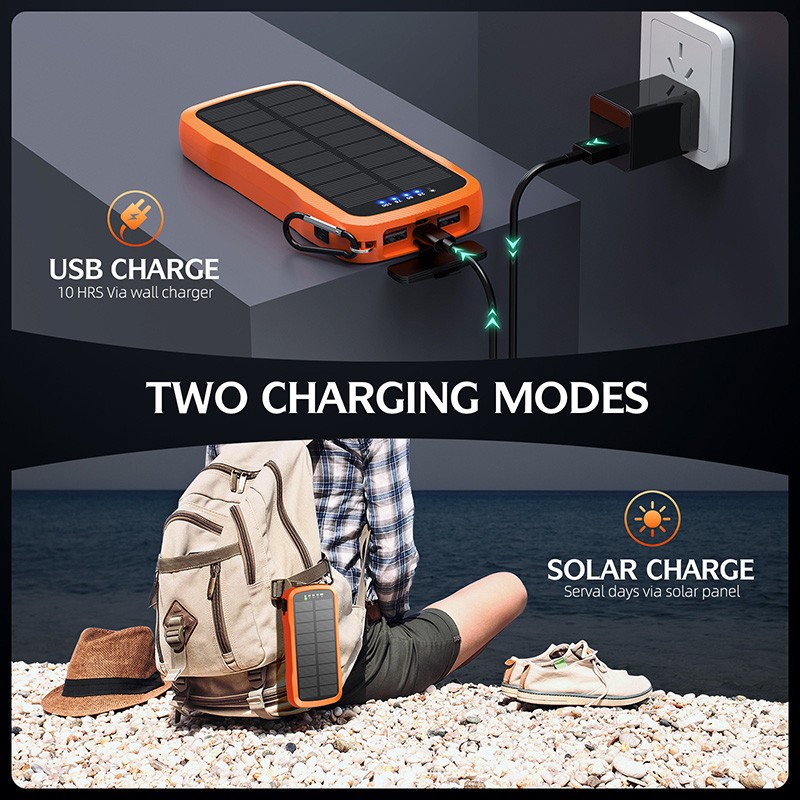 10000mAh solar power bank with wireless charger funtion
