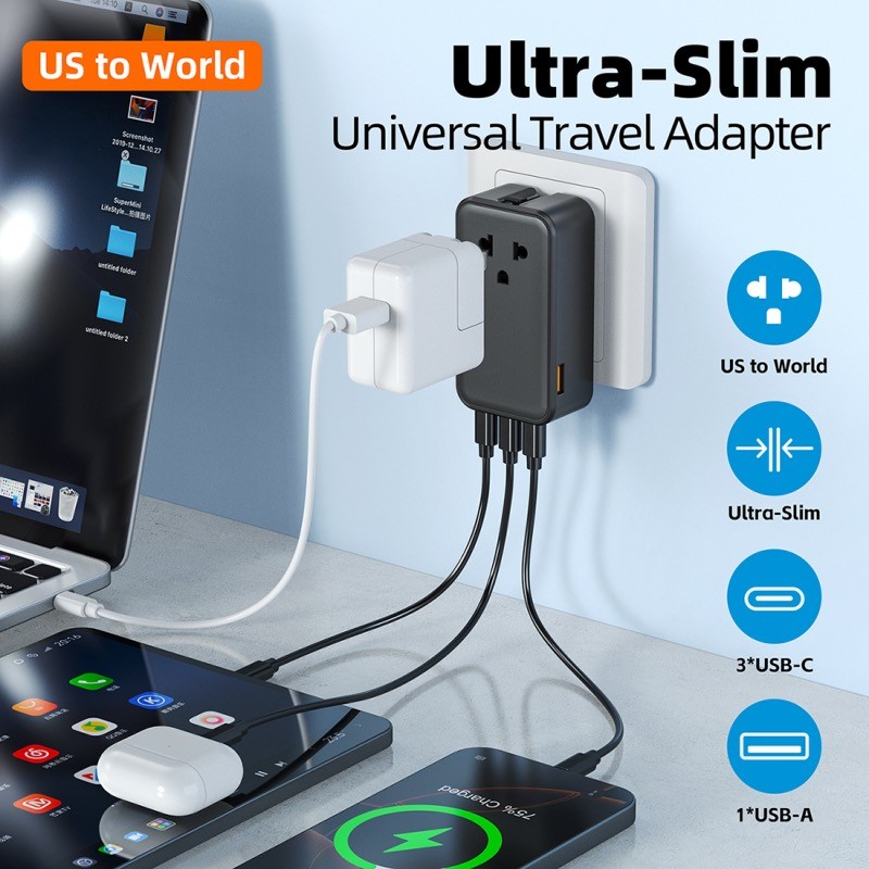 Ultra İnce Evrensel Seyahat Adaptörü