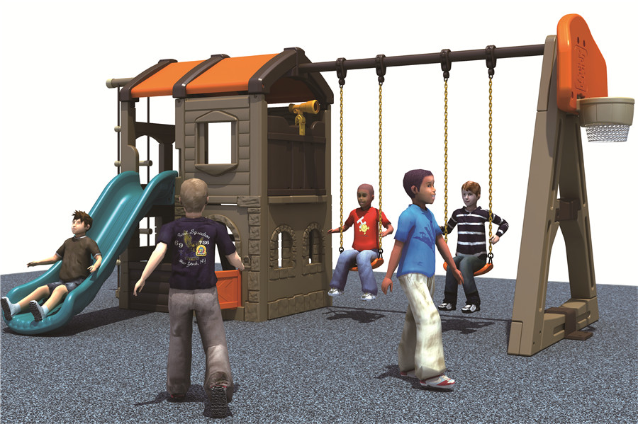 Indoor House and Swing Combined Playground Equipment for Kids Age 3 and Above