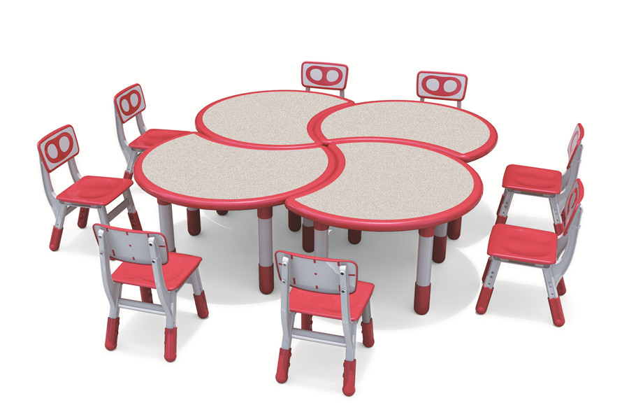 Adjustable Plastic Flower Shape Kids’ Table and Chair Set Best Price for Preschool Use School Furniture
