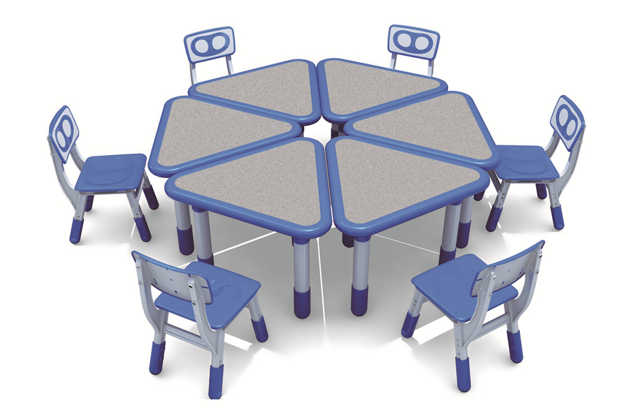Plastic School Furniture Triangle Shape Kids' Adjustable Table Suitable for Preschool
