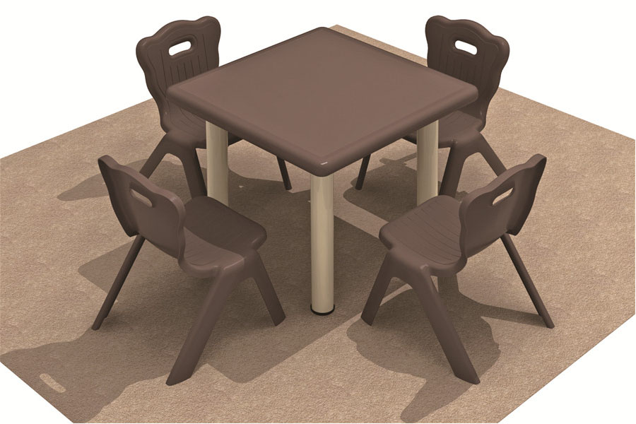 Preschool Furniture Square Shape Plastic Kids' Table and Chair Set Best Choice for Preschool
