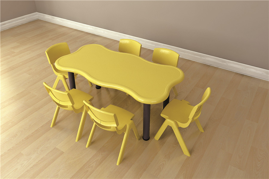 Wave Rectangle Children Study Desk and Chair for School Furniture