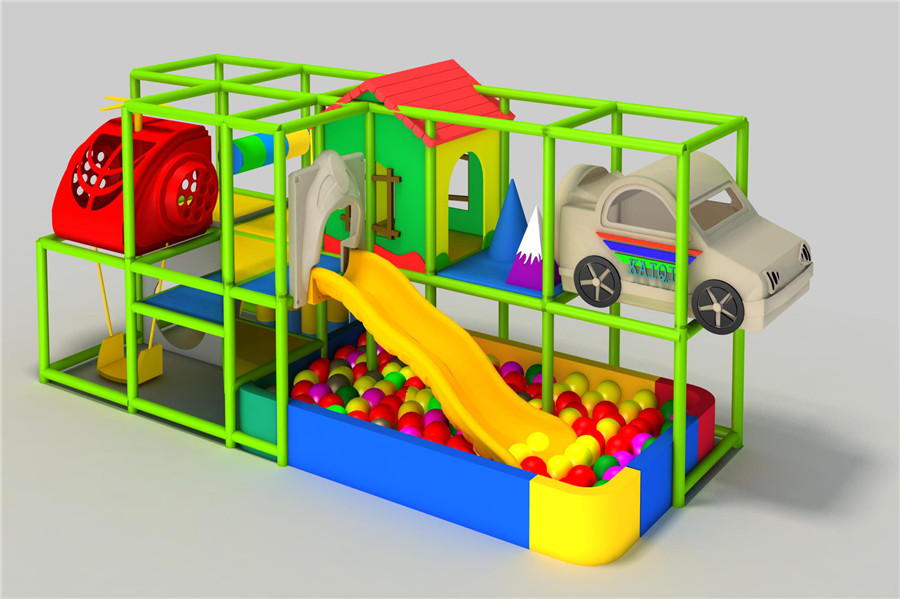 Small Indoor Playground with Slides and Ball Pool for Kids to Play in School Indoor