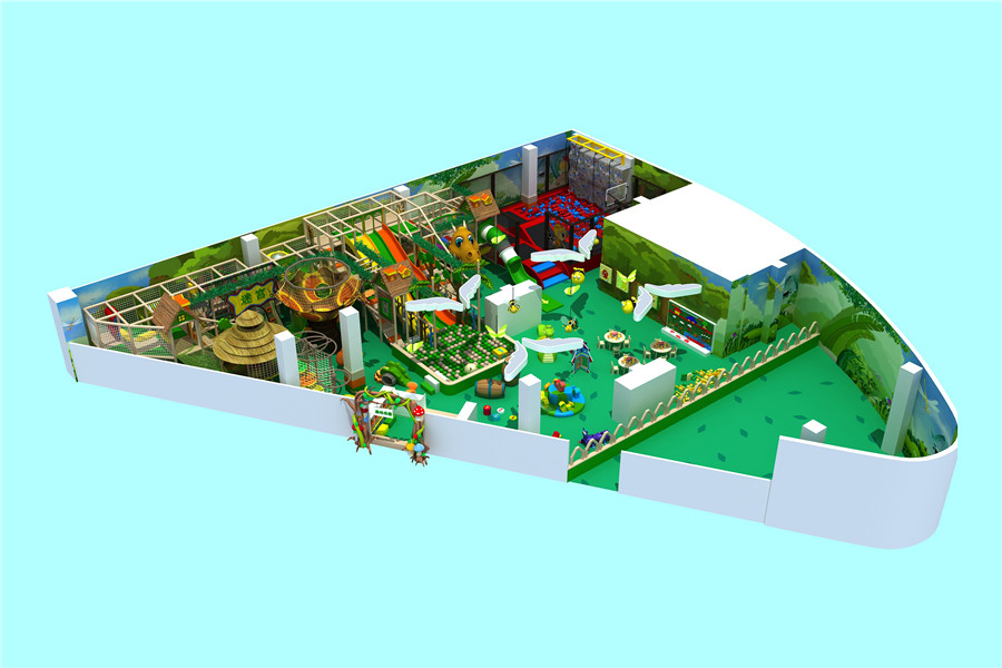 Indoor Playground with Trampoline and Big Slides