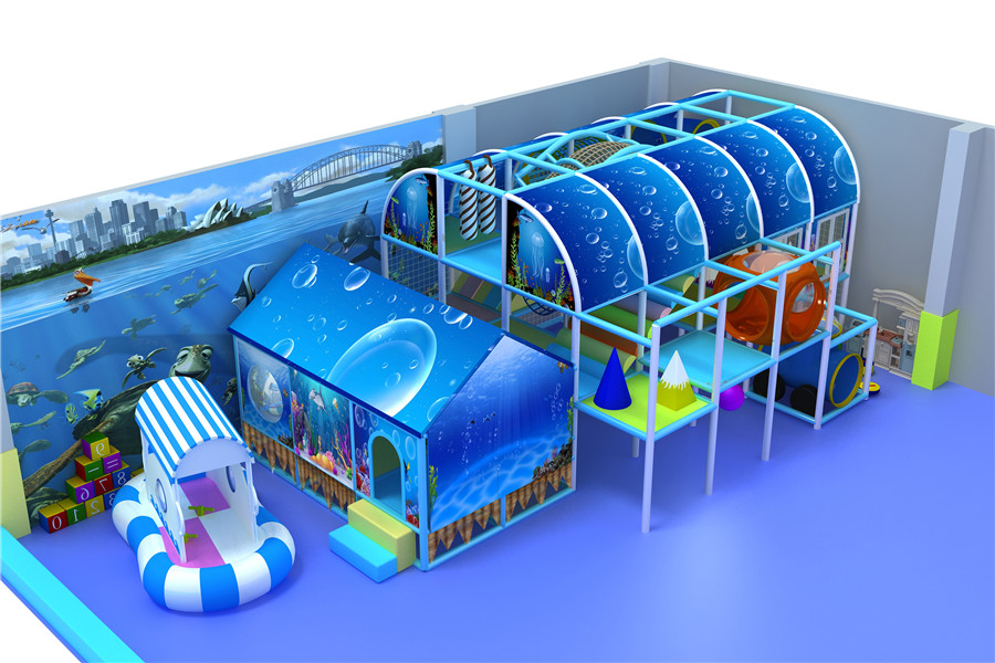 Indoor Playground Equipment with Sea Theme Made of Soft Foam for Kids to Play Safely