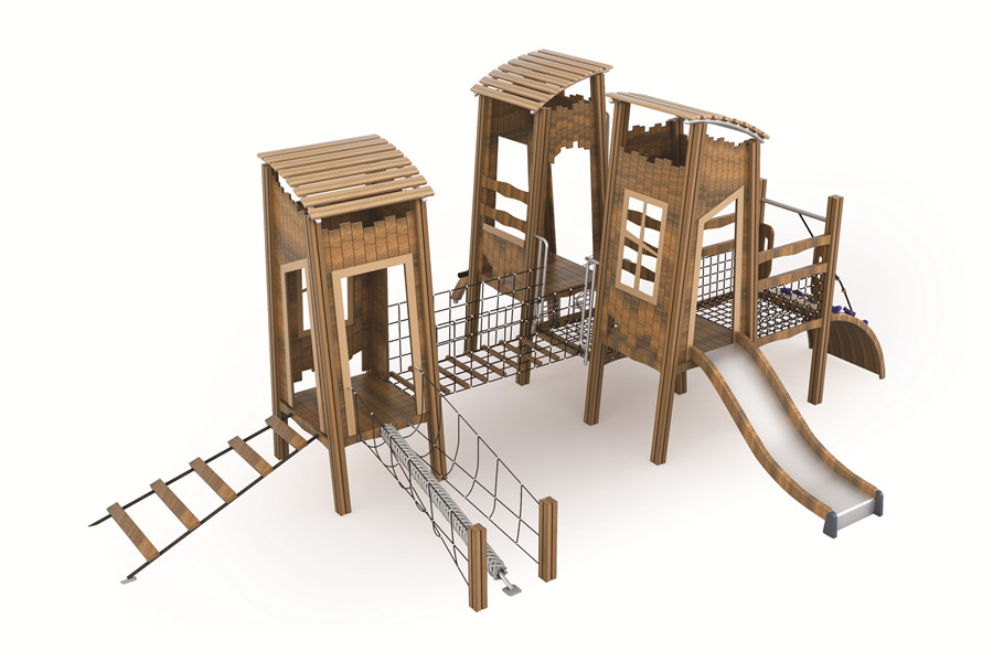 Wood Playground with Play Towers Nature Play for Kids