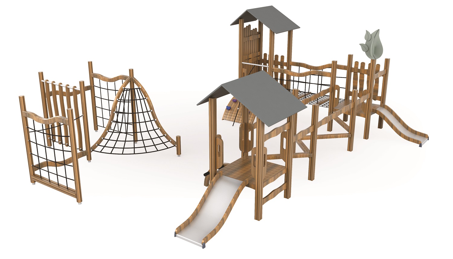 Outdoor playground and climber for kids to play game in kindergarten