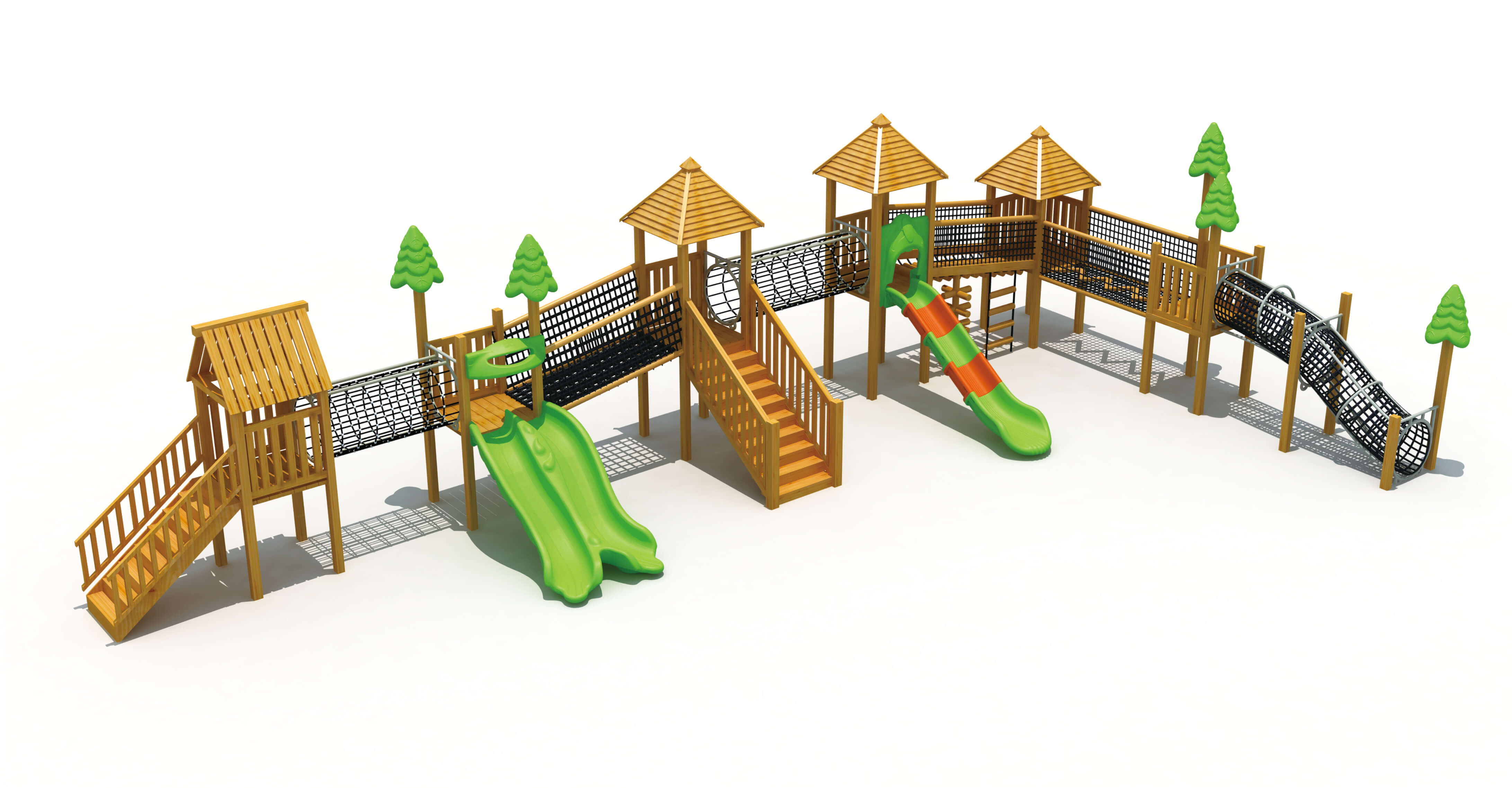 Wood playground equipment for kids to crawl and climb made by Chinese factory