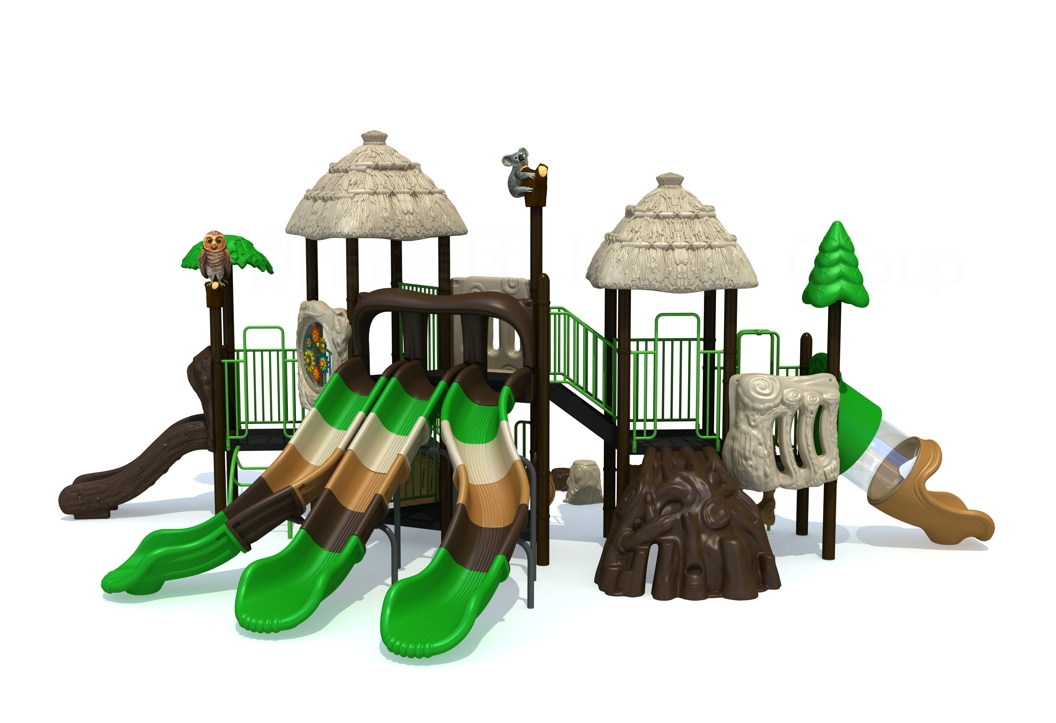 Landscape playground with forest theme and tree house for kids to play in resort and camping
