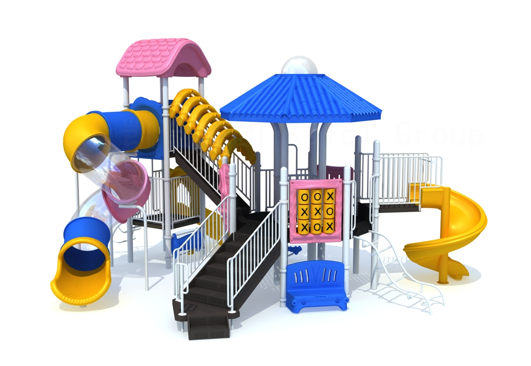 Play tower with exhilarating spiral slides good for kids to challenge