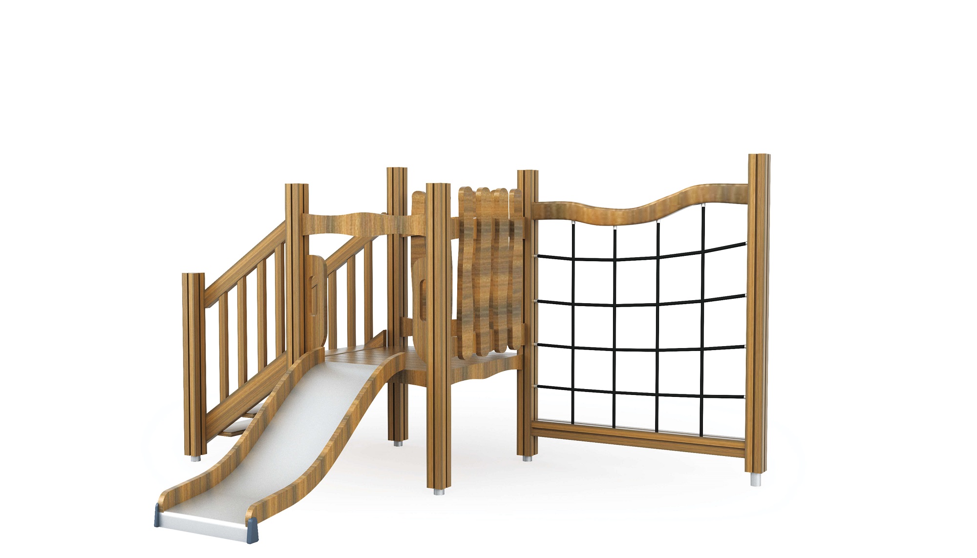 wood playground with climbers and slide combination set for outdoor playground