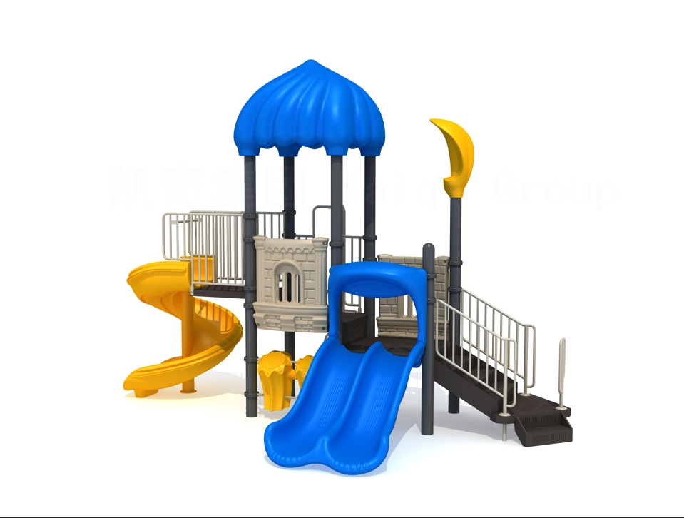 Commercial playground equipment with spiral slide in small size suitable for church and daycare