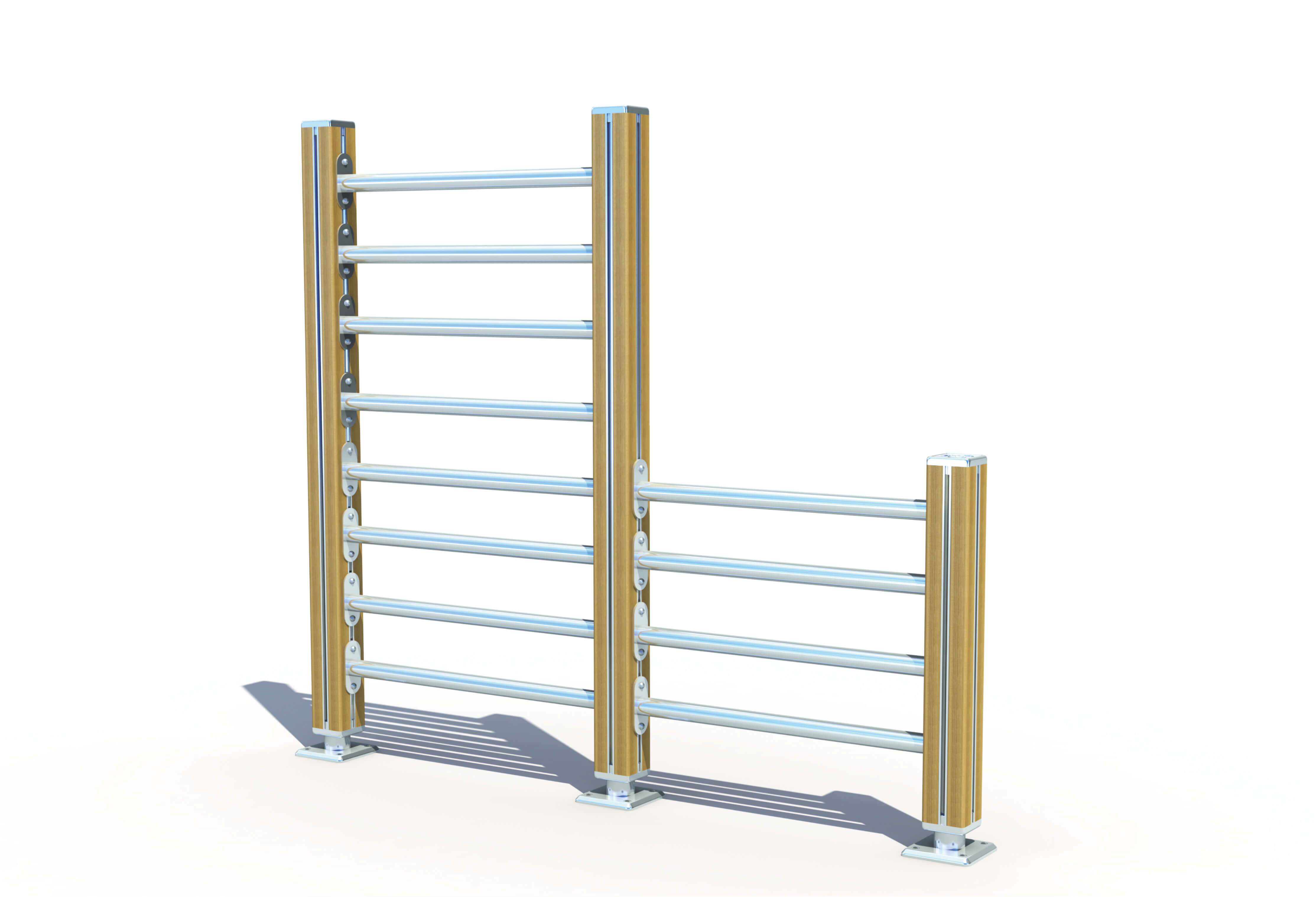 kids outdoor climbing frame made of wood and steel bars for outdoor playground