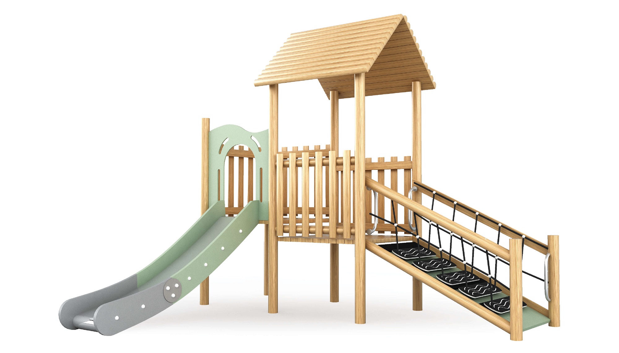 wood playground for kids to play in school or community area
