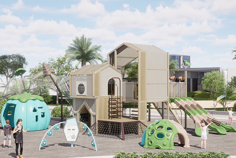 2024 KaiQi New Magic Tree House Outdoor New Wooden Playground Structure For Kids-copy