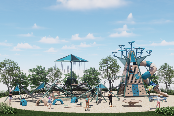 Large landscape recreational facility tree climbing system outdoor equipment Playground Equipment in greenery park
