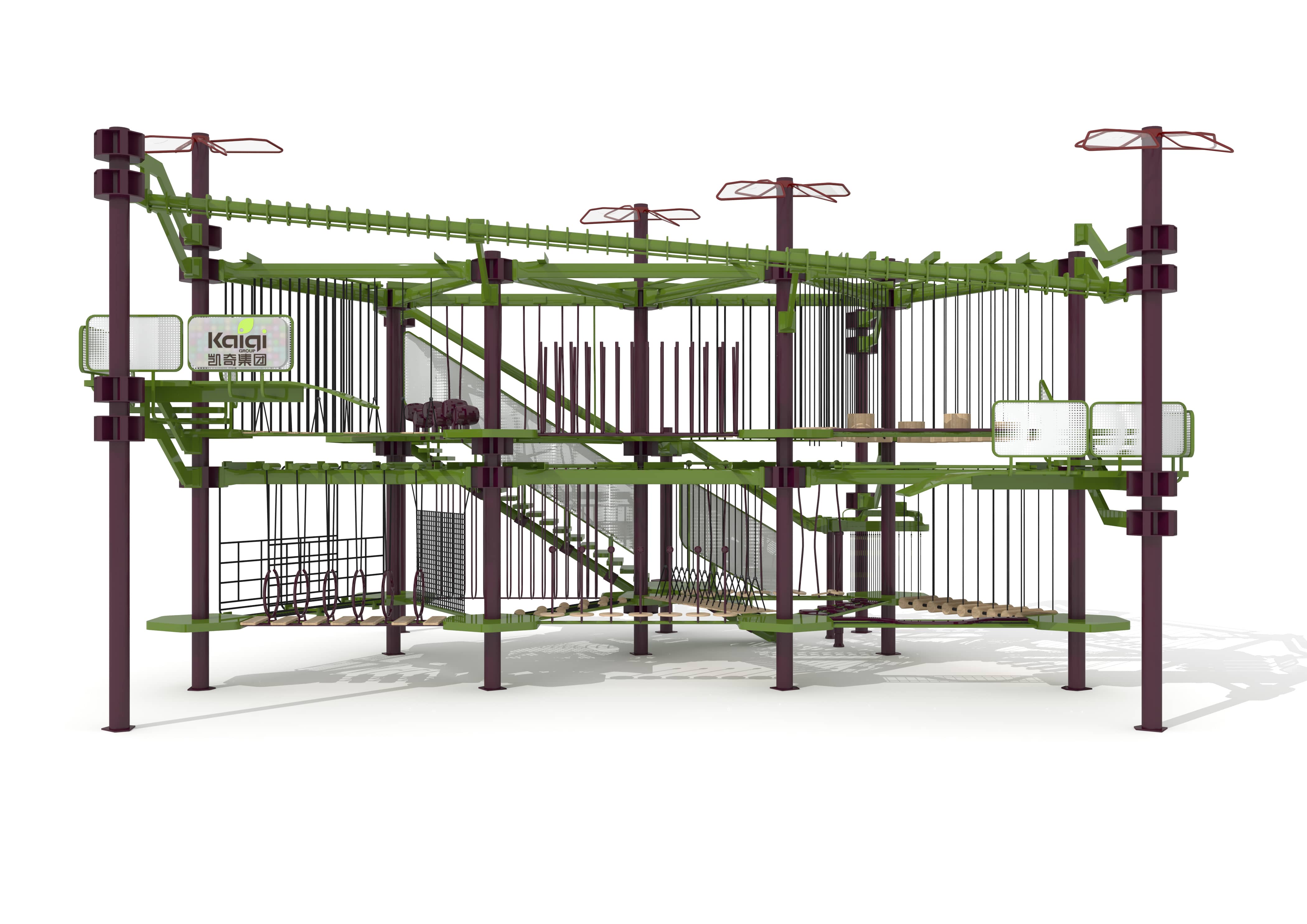 KAIQI Commercial Adventure Park Customized Kids Outdoor Playground Equipment With Ropes Course Climbing Facility