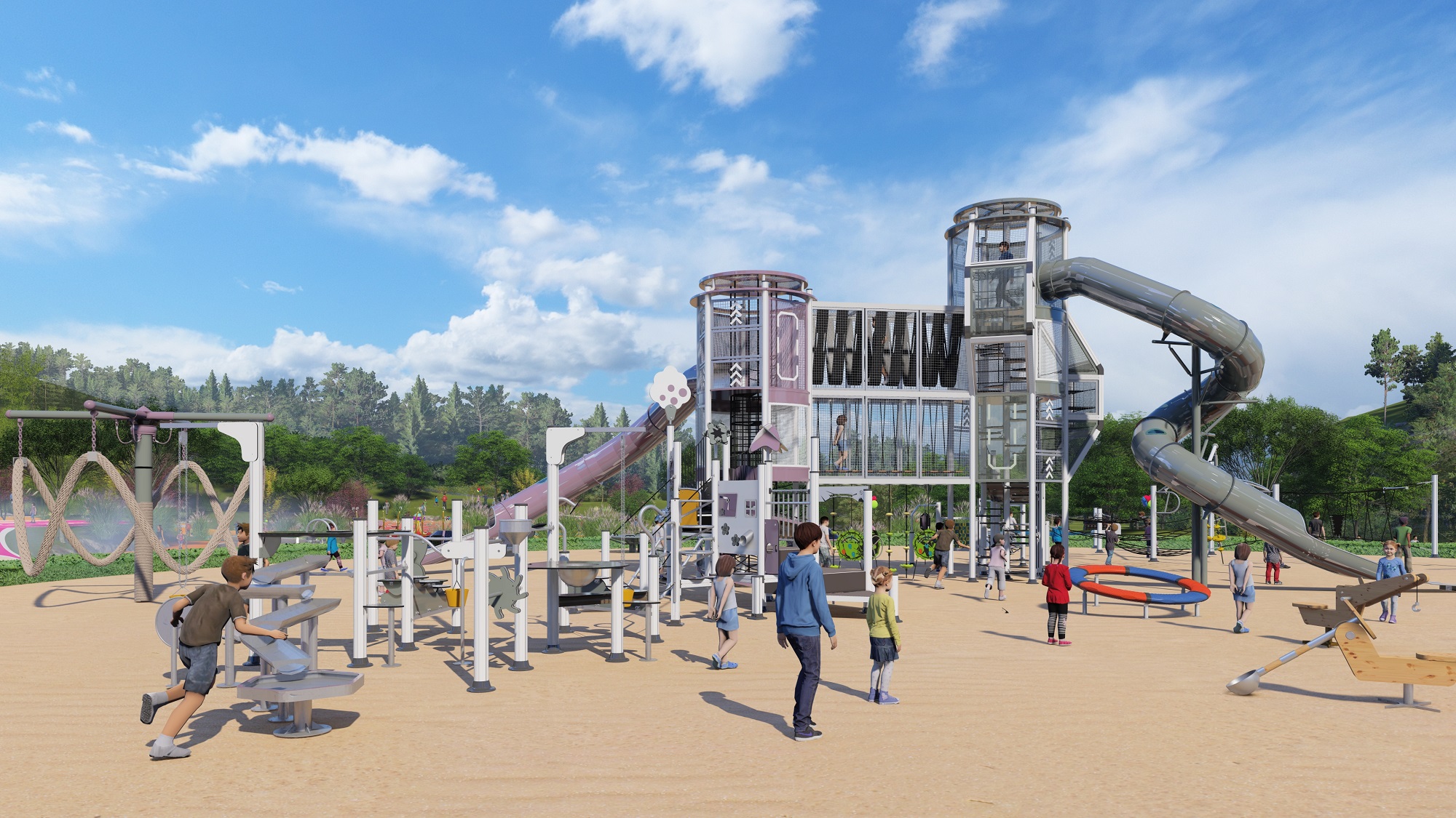 Commercial Playground with stainless steel slide tube Fantasy Magic Amusement park