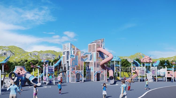 Outdoor Commercial playground equipment landscape recreational facility robot series transformer themed park