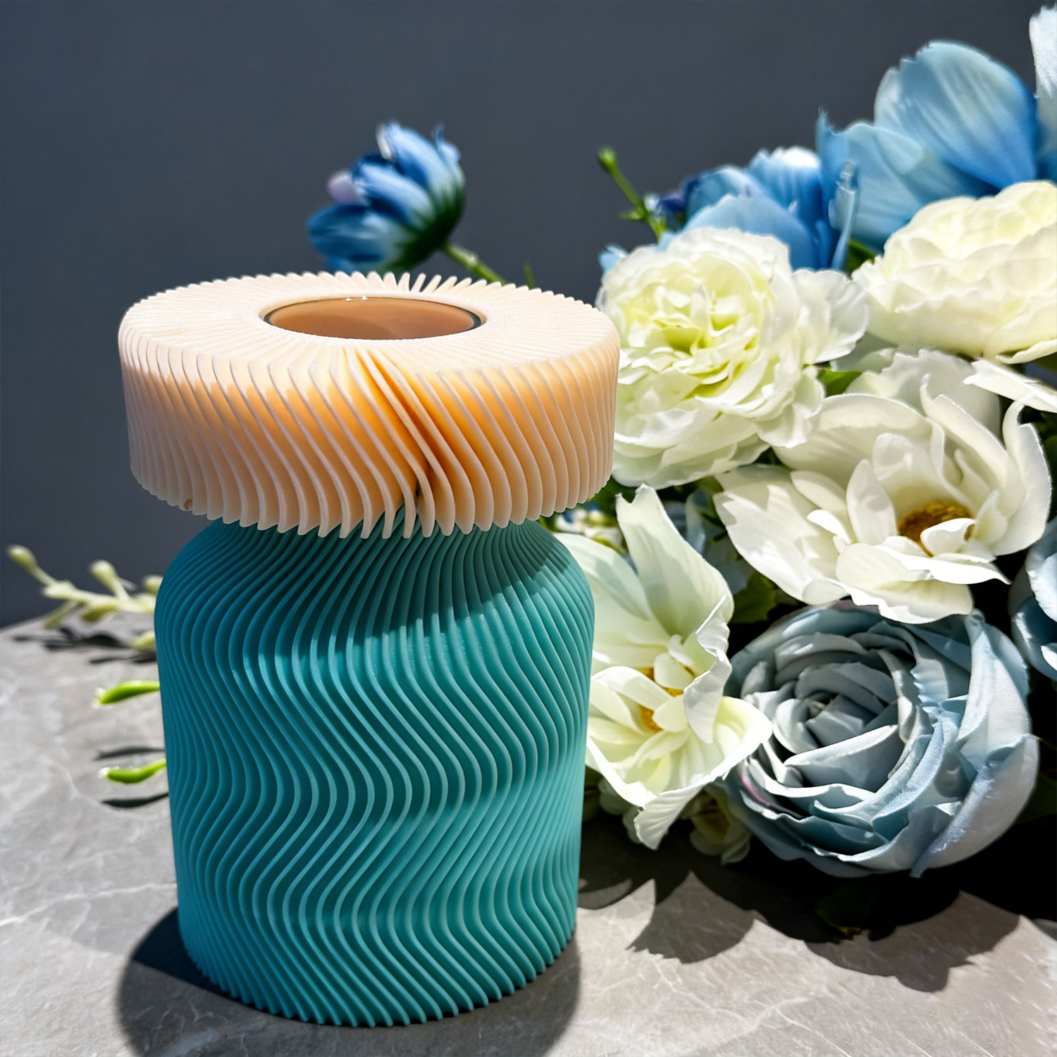 Handcrafted Original Premium 3D Print Vase Custom Gradient Texture Modern Desktop Floral Vase