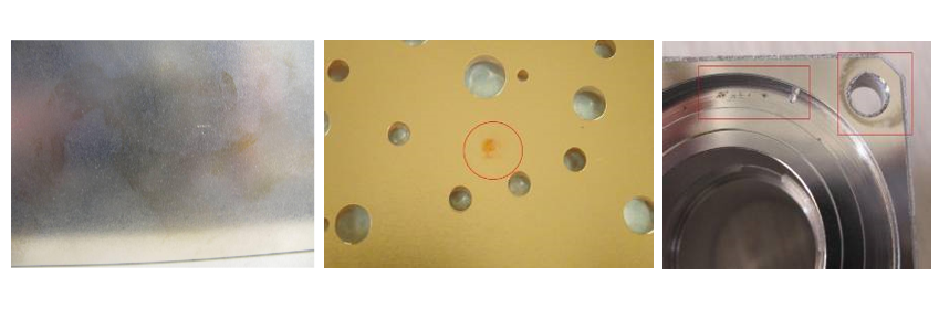 Variations de couleur sur les pièces usinées CNC.