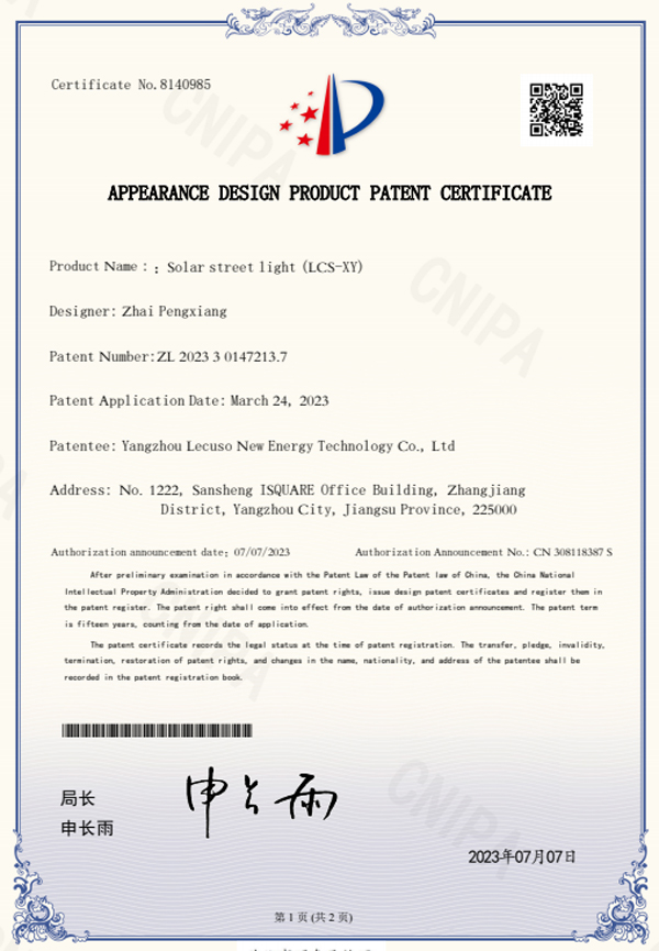 Pantent-certificate
