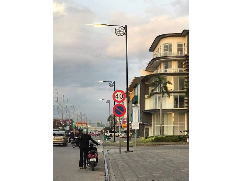 270pcs 9M patterned decorative light pole with 150w LED cobra Light in Cambodia