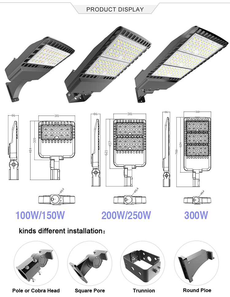 5-year Warranty For 220V 300W IP66 Dimmable Smart City LED Street Lighting detial (4)