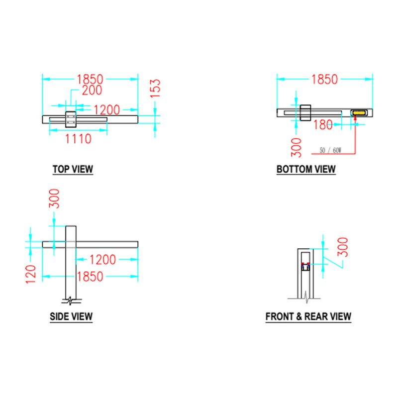 Modern 3m 4m 5m 6m 50W Die‑Cast Aluminum LED Garde5