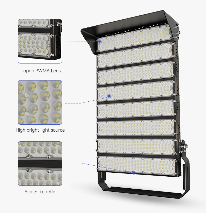 Farola solar moderna de ABS súper brillante para exteriores de 90W 100W 120W 150W, foco LED solar (3)