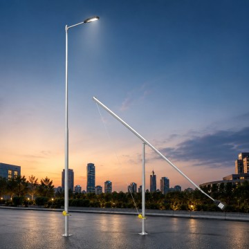 Manufacturer's 5M 8M 10M 12M 15M Foldable Hot-dip Galvanized Mid hinged pole Solar Floodlight Pole