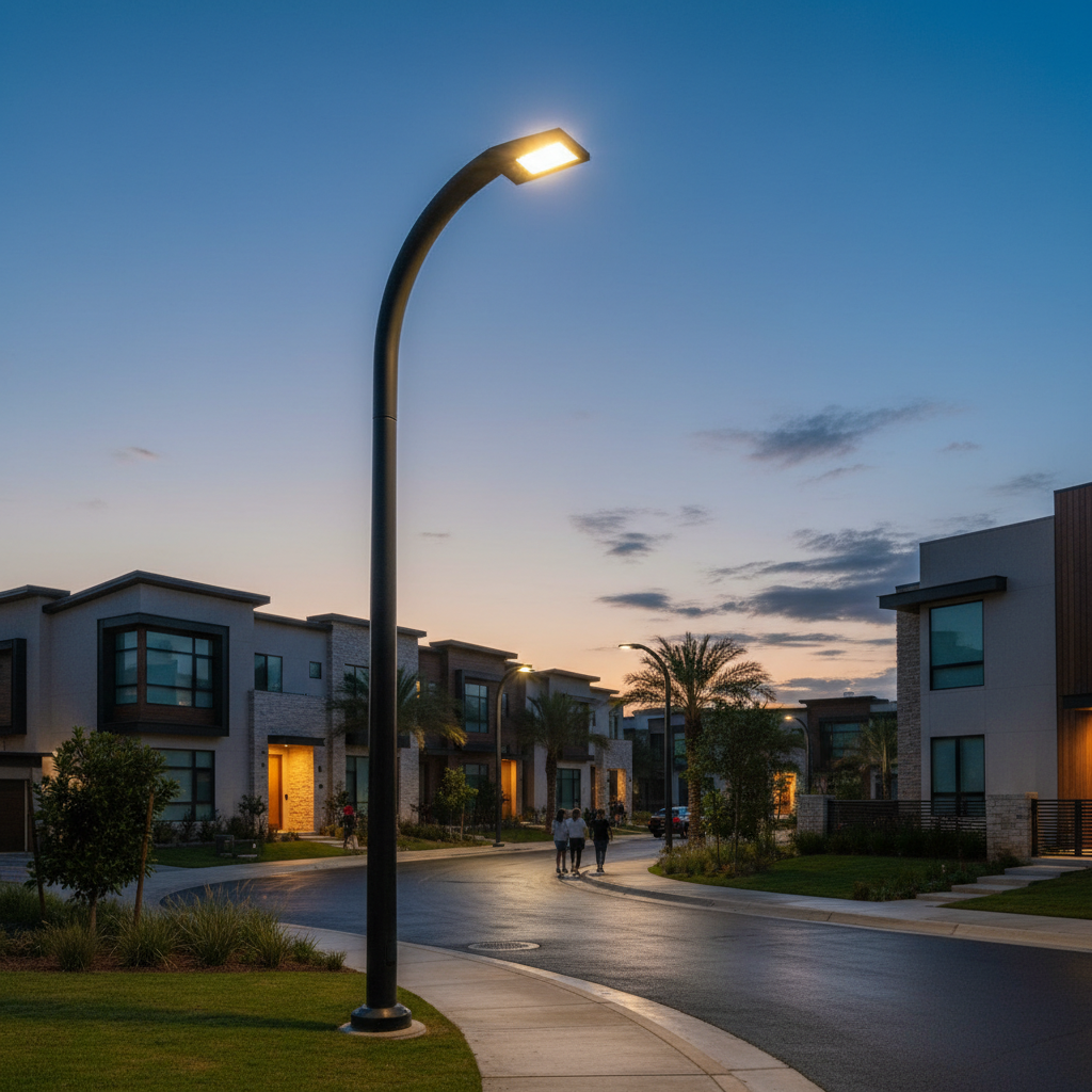 Led Street Light Modern Pole For Residential Communities
