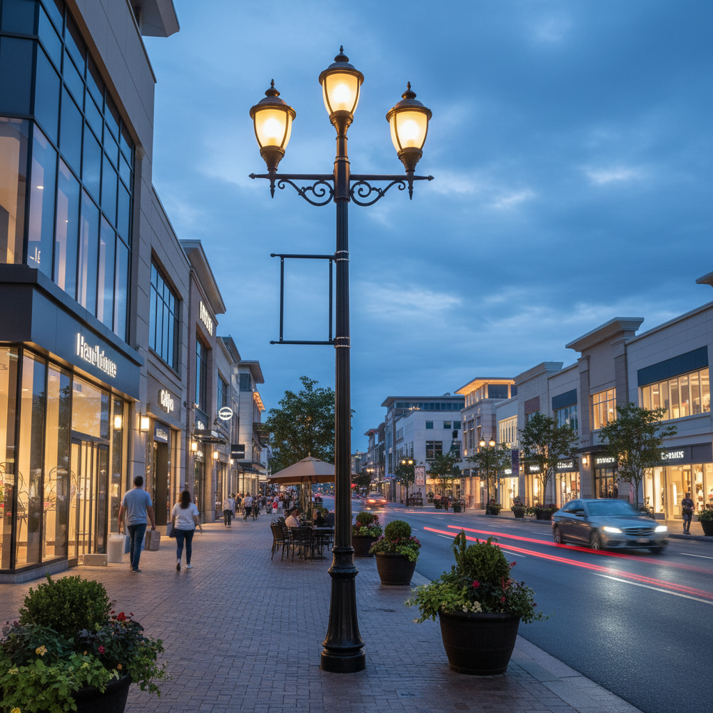 Street Light Pole For Commercial Shopping Districts