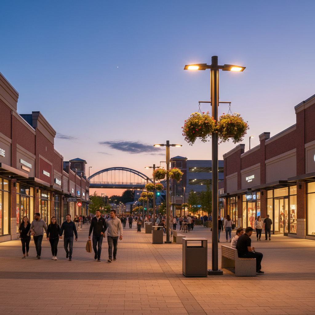 Light Poles For Outside For Commercial Shopping Districts