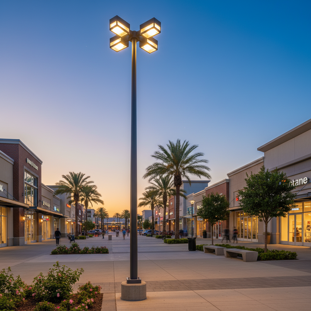 Steel Light Pole For Commercial Shopping Districts