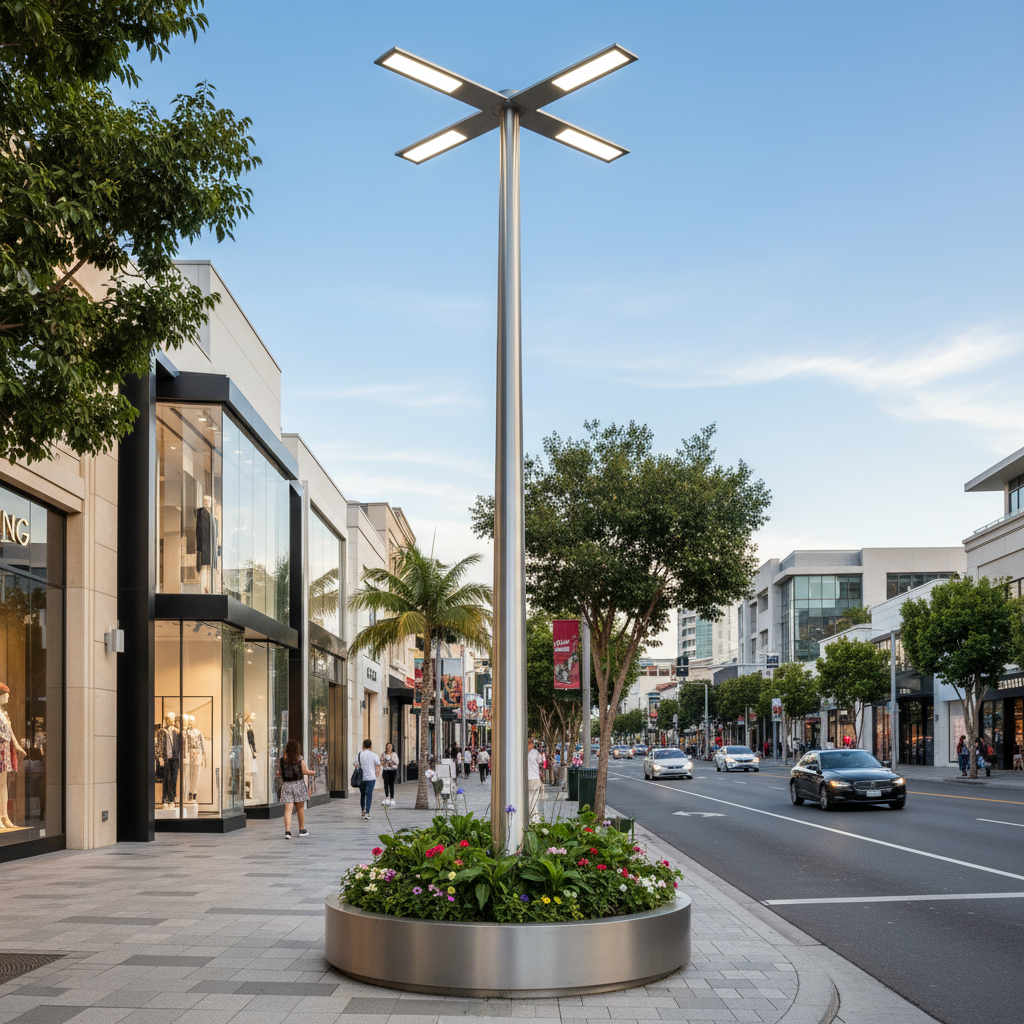 Aluminum Street Light Pole For Commercial Shopping Districts