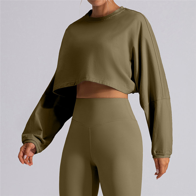 Running Loose Long Sleeve Round Neck Short Sweatshirt