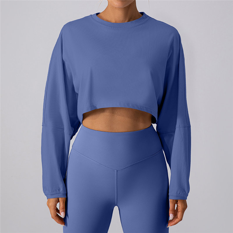 Running Loose Long Sleeve Round Neck Short Sweatshirt