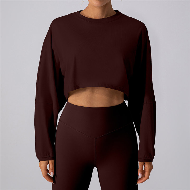 Running Loose Long Sleeve Round Neck Short Sweatshirt