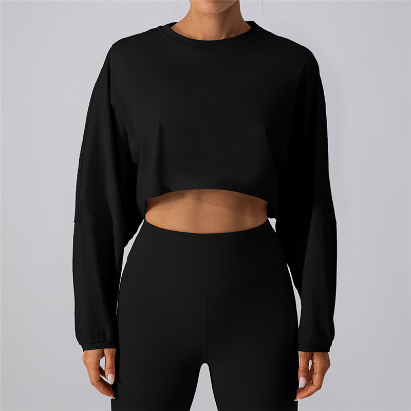 Running Loose Long Sleeve Round Neck Short Sweatshirt